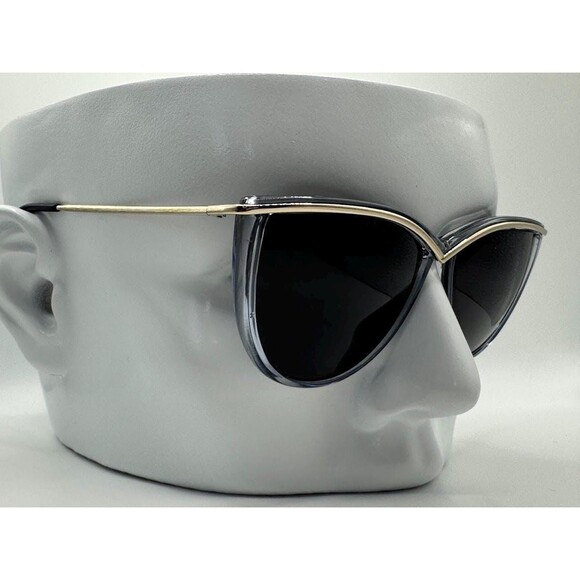 NEW Vintage Oversize Sunglasses | Non RX | Cat Eye Style | Grey Lens | Blue/Gold main image 9